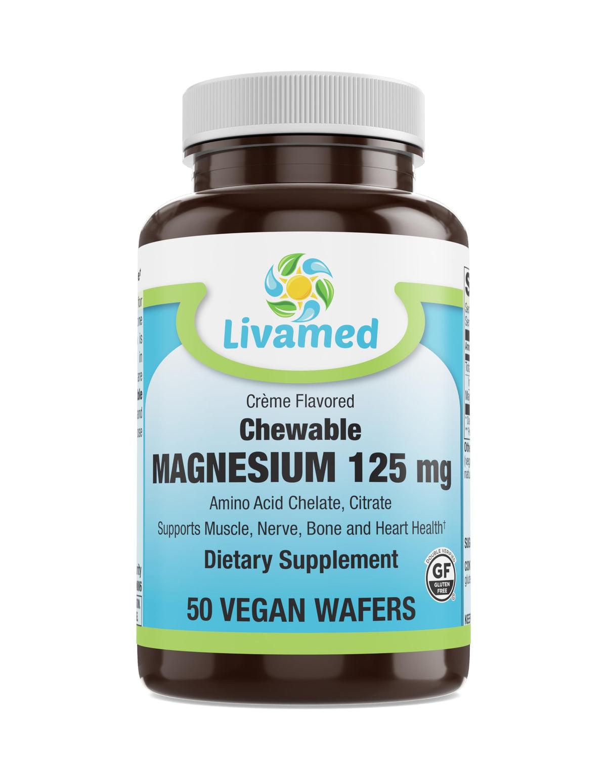 Livamed Chewable Magnesium 125 mg Vegetarian Wafers - 50 Count