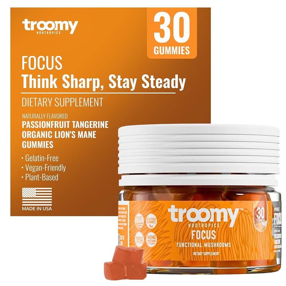 Troomy Nootropics Focus Lion's Mane Mushroom Gummies 800mg - 30 Gummies