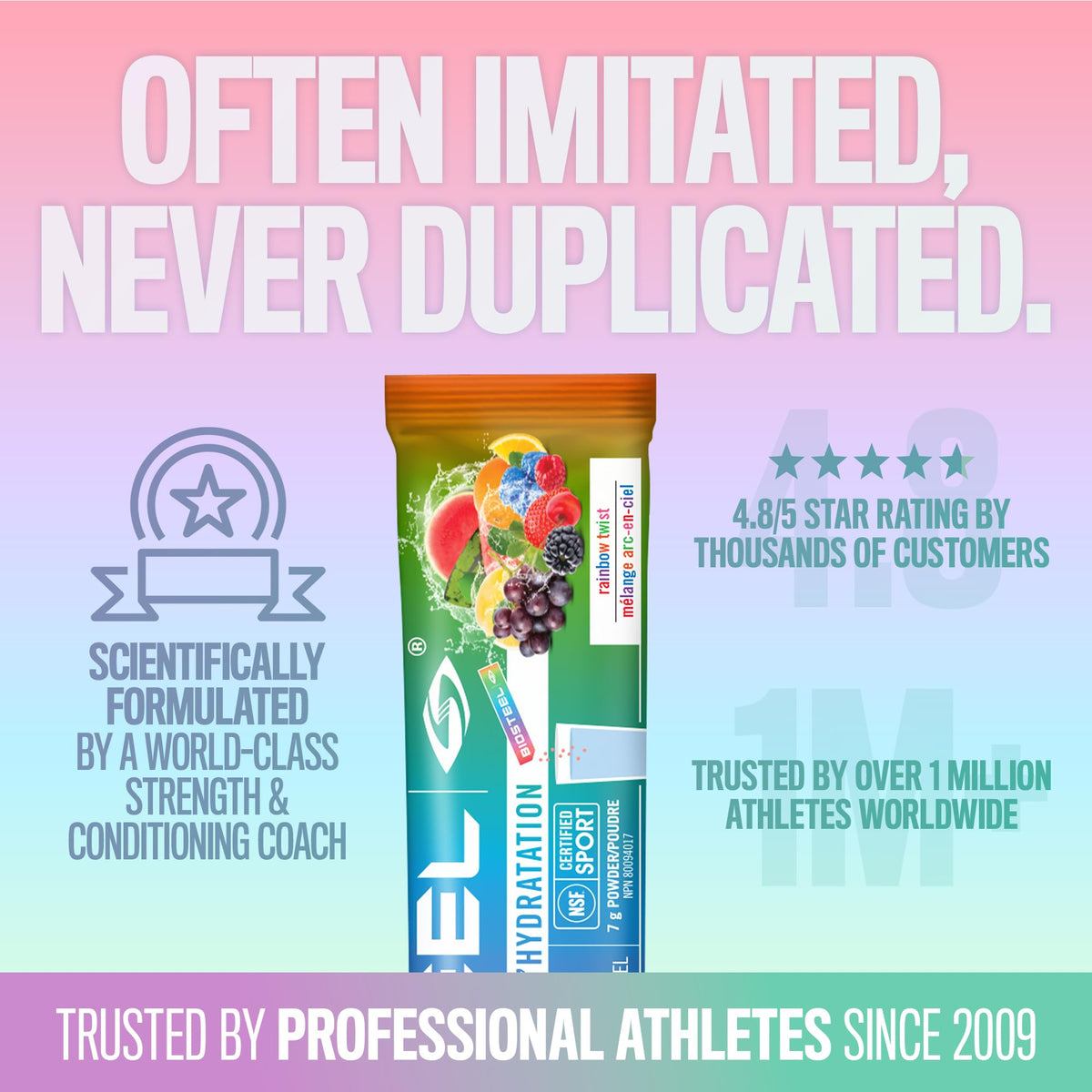 BIOSTEEL Electrolyte Hydration Mix Rainbow Twist - 16 Sticks - image 4