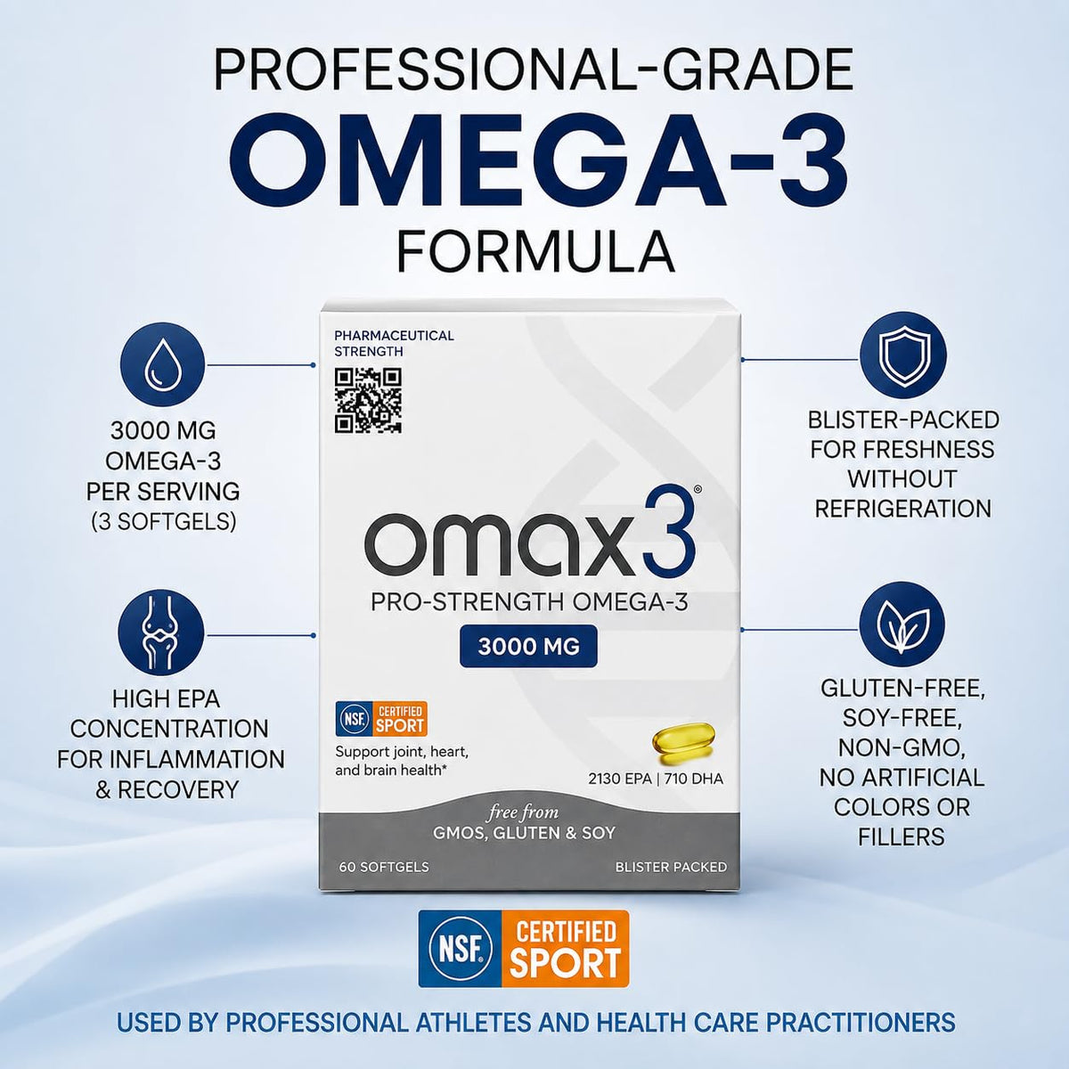 Omax3 Professional Strength Omega-3 Fish Oil 3000 mg - 60 Softgels - image 3
