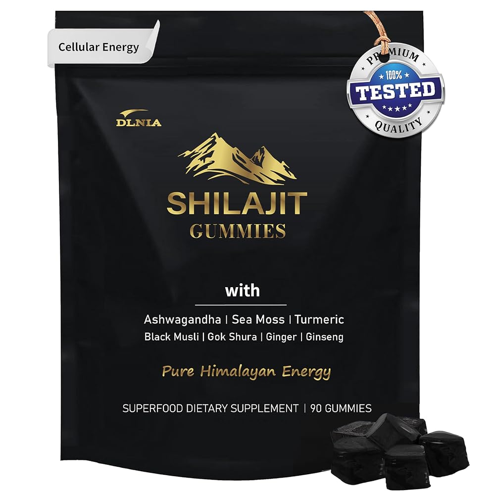 DLNIA KSM-66 Ashwagandha & Himalayan Shilajit Gummies - 90 Count