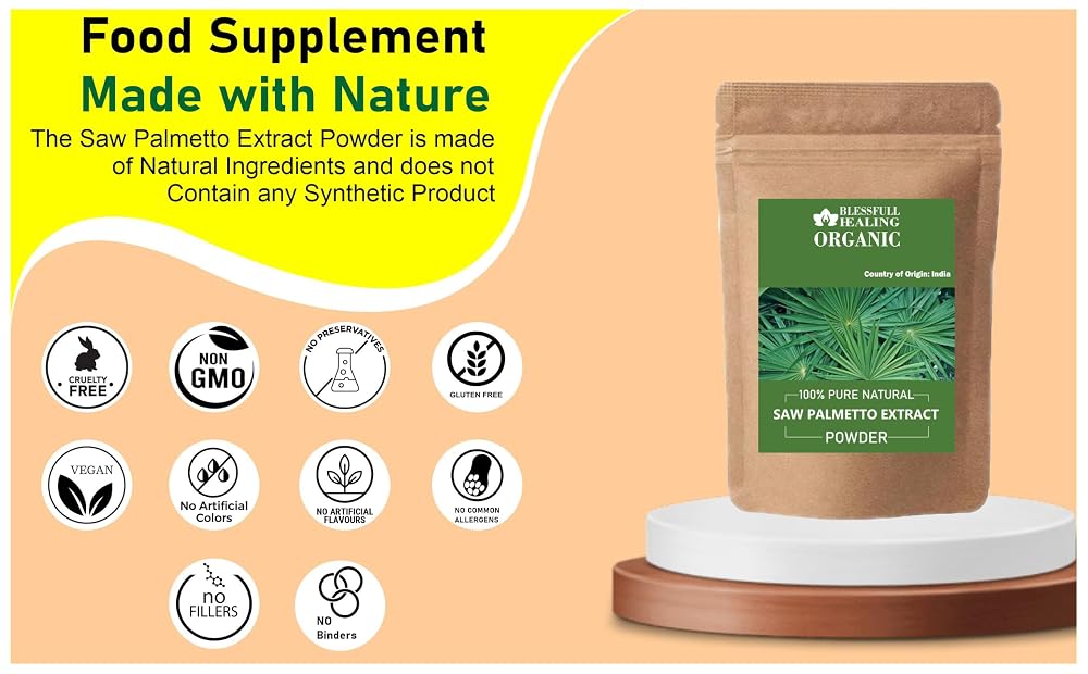 Blessfull Healing Organic Saw Palmetto Extract Powder 100% Pure