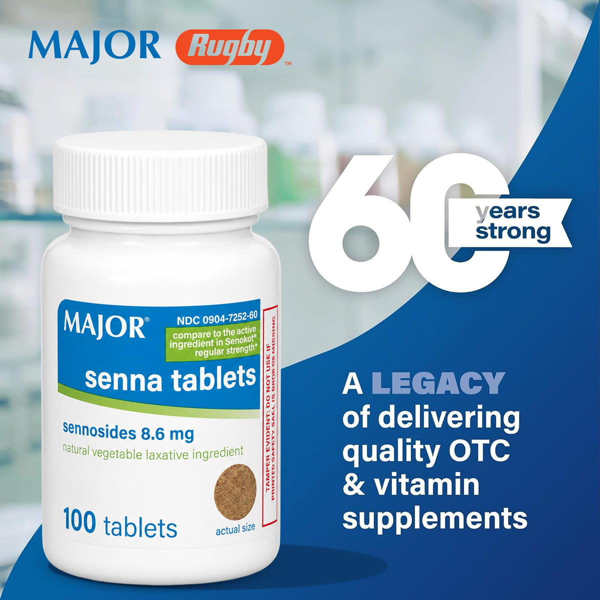 MAJOR Senna 8.6 mg Natural Vegetable Laxative Tablets - 100 Tablets - image 2