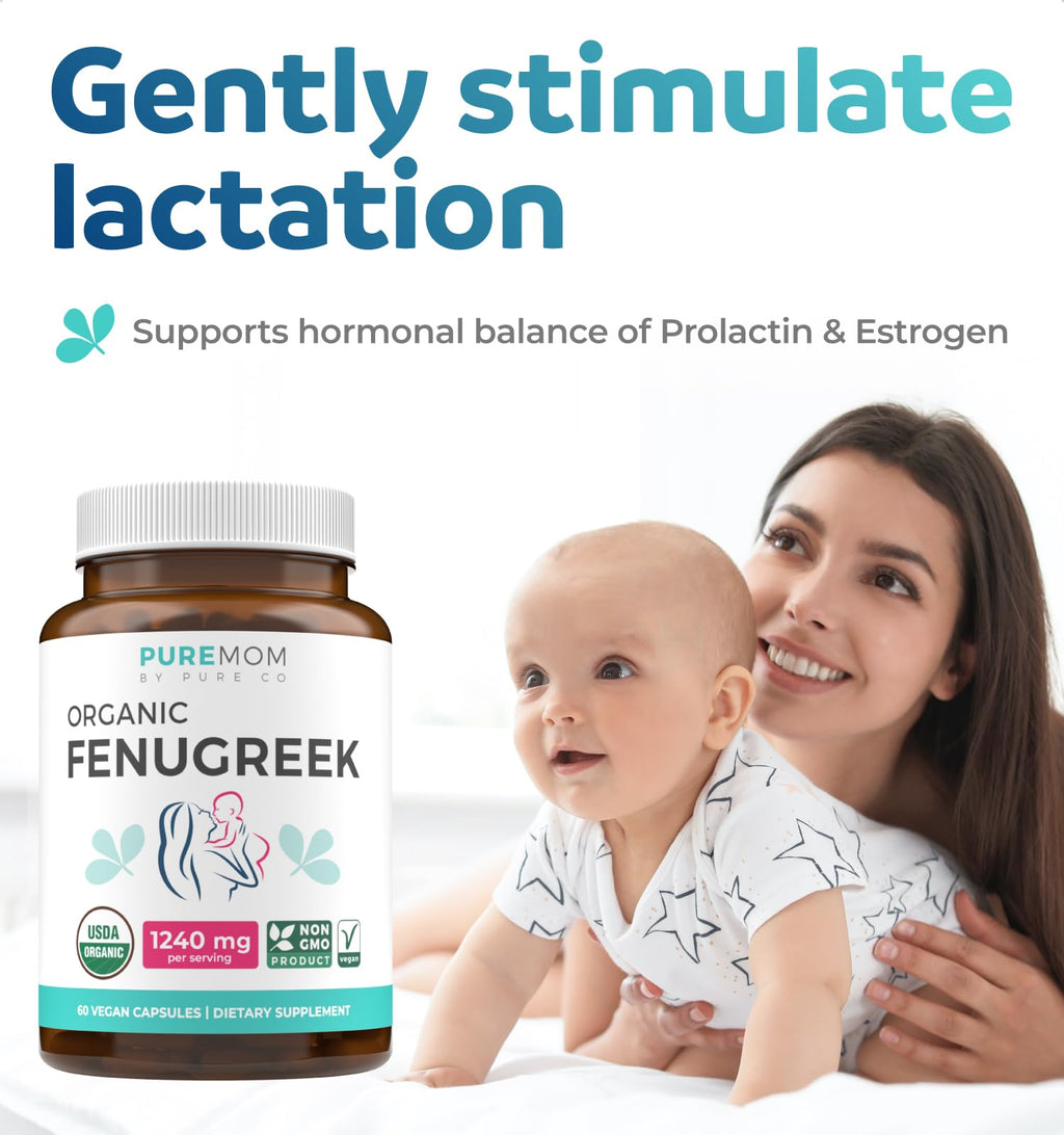 PURE CO Organic Fenugreek Capsules for Lactation Support - 60 Vegan Capsules - image 2