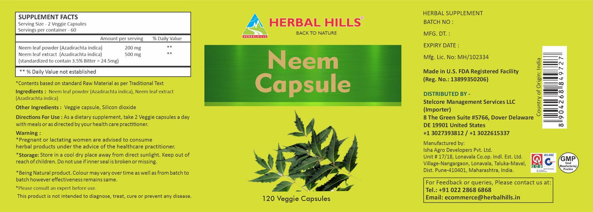 HERBAL HILLS Neem Capsules - 120 Vegetarian Capsules - image 5