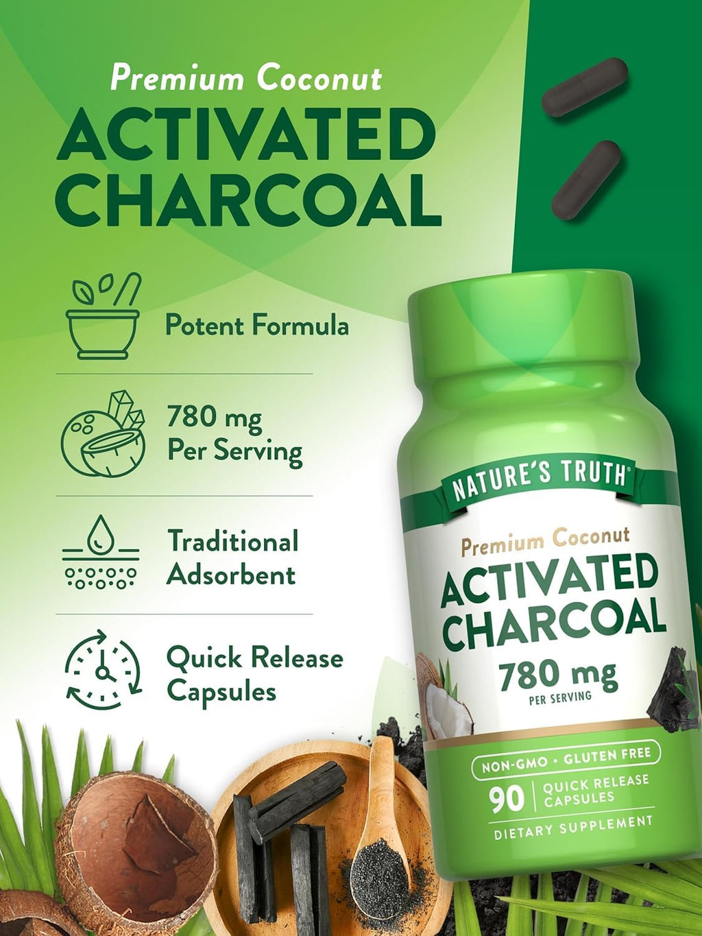 Nature's Truth Activated Charcoal - 90 Capsules - image 6