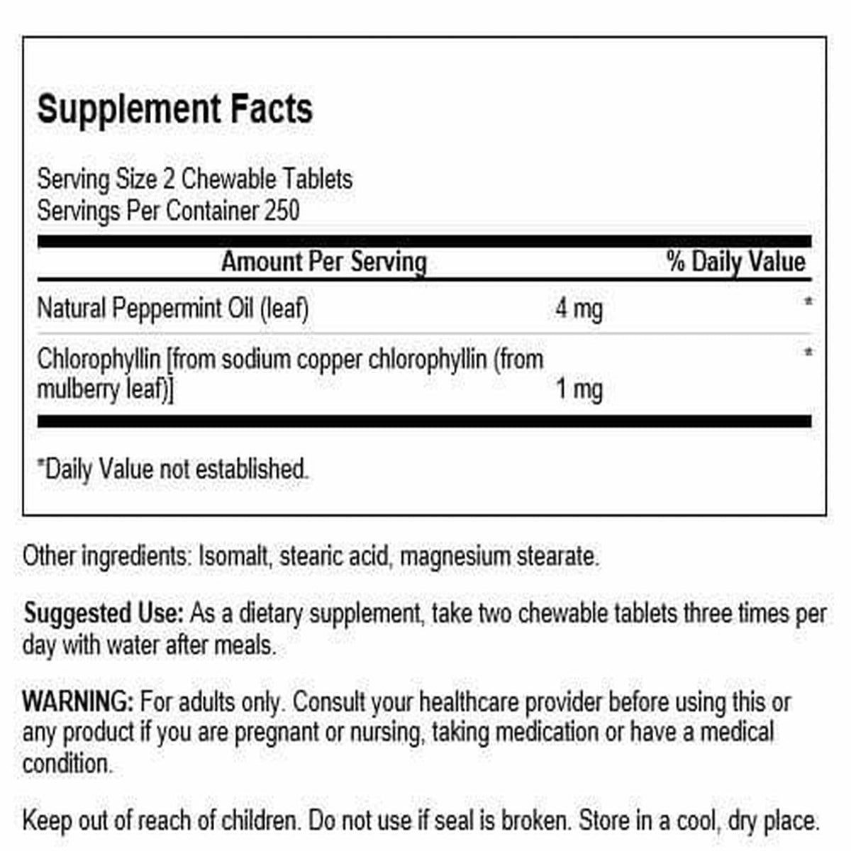 Swanson Chlorophyllin & Mint Breath Freshening - 500 Chewables - image 2