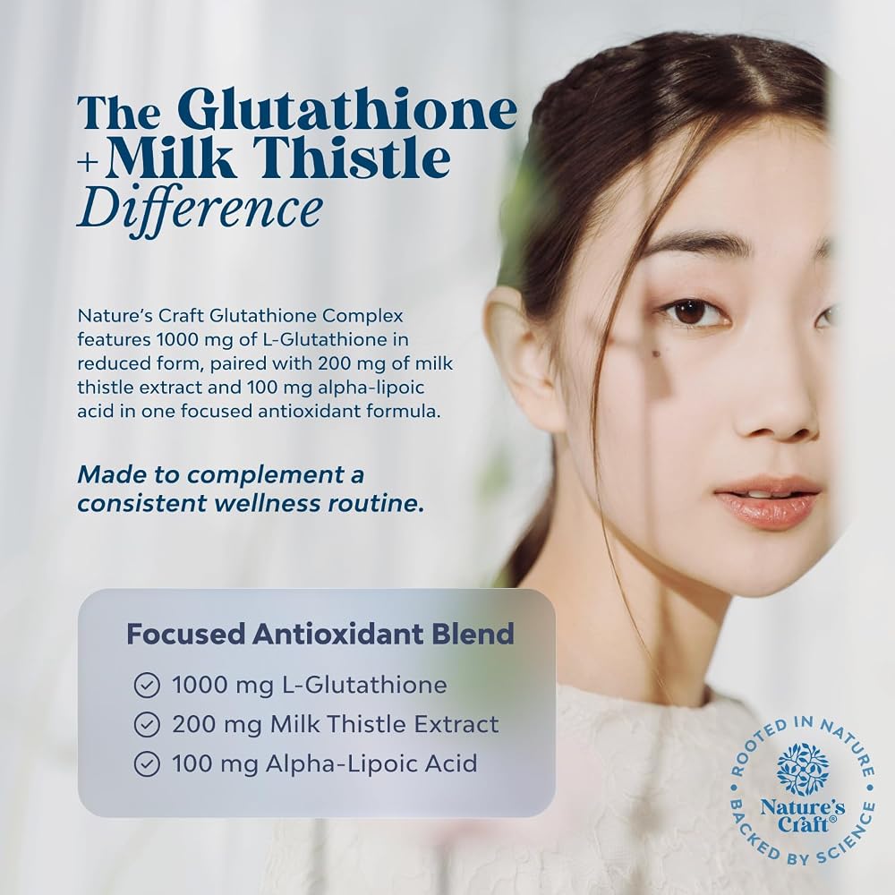 Natures Craft Reduced Glutathione 1000mg with Milk Thistle - 120 Capsules - image 3