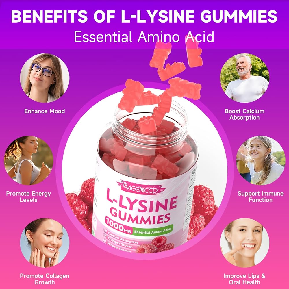 MEENCCD L-Lysine Gummies, Raspberry
