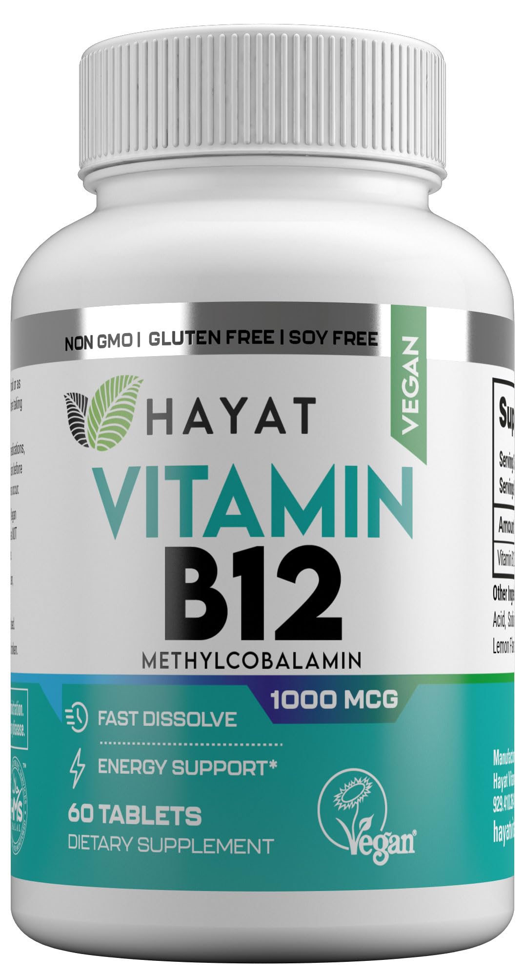 HAYAT Vitamin B12 1000 MCG Energy Metabolism Support - 60 Tablets