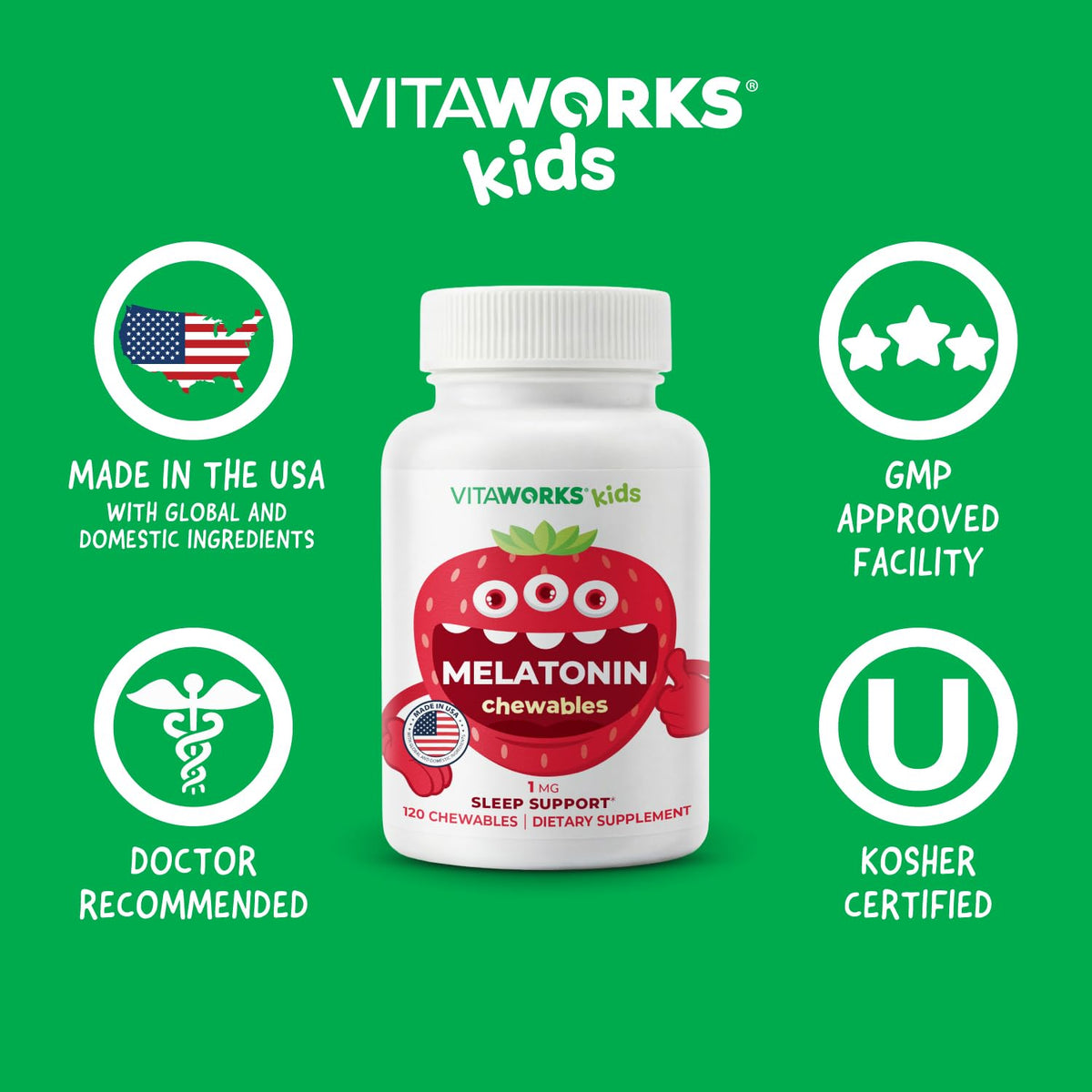 VitaWorks Kids Melatonin 1 mg Chewable Tablets - 120 Count - image 6