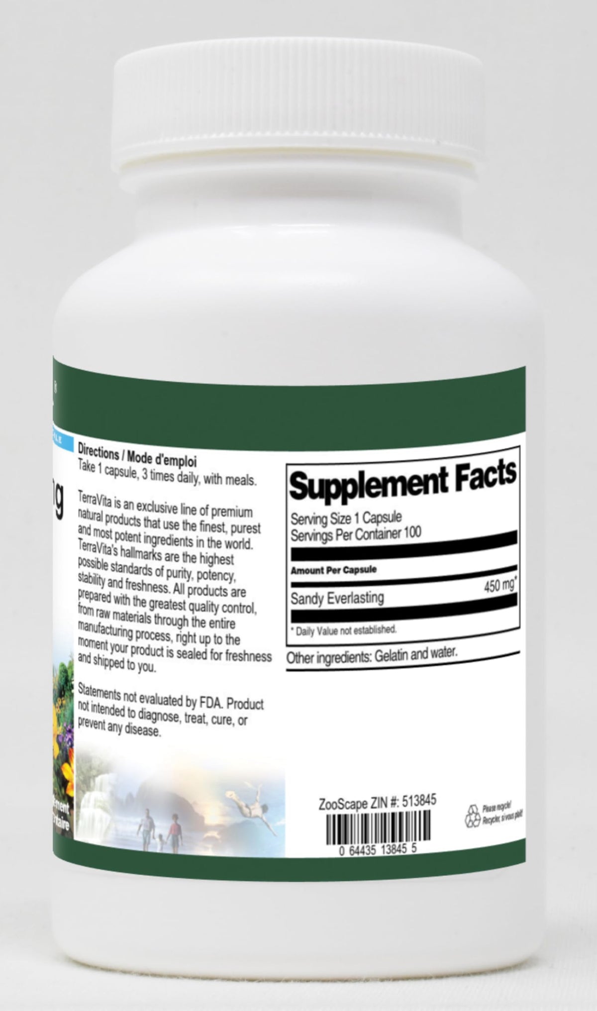 Terravita Sandy Everlasting Strawflower Helichrysum 450 mg - 100 Capsules - image 2