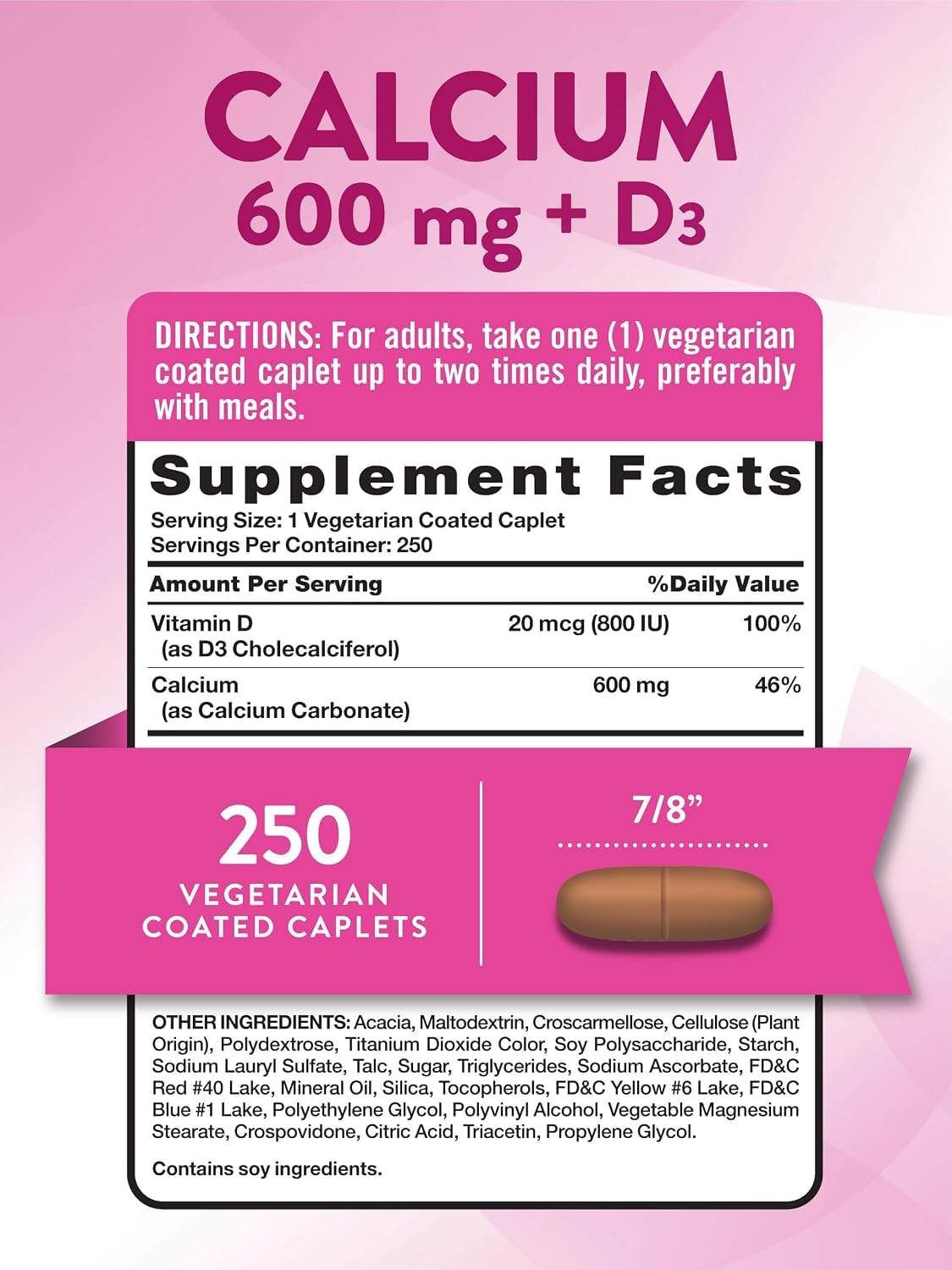 Nature's Truth Calcium 600 mg + D3 - 500 Tablets - image 5