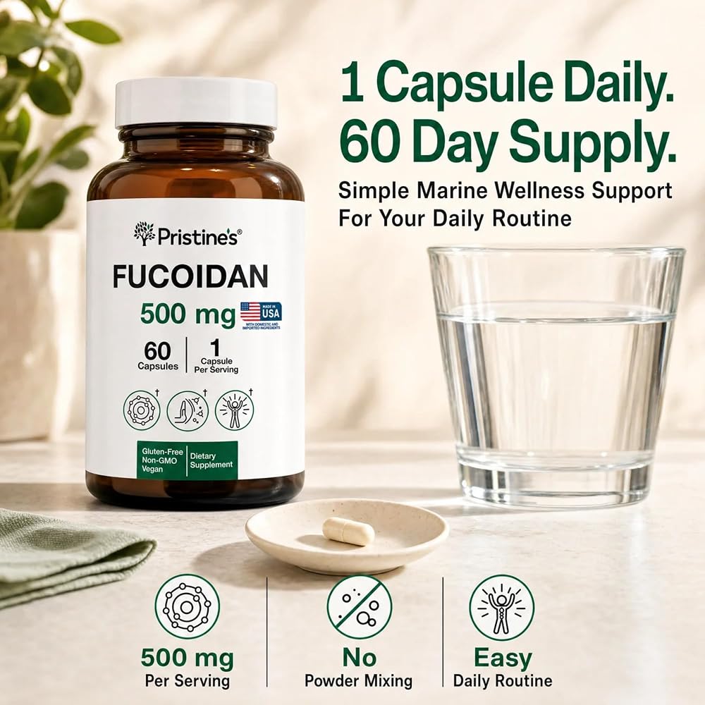 PRISTINE'S Fucoidan 500mg Brown Seaweed Extract Capsules - 60 Count - image 5
