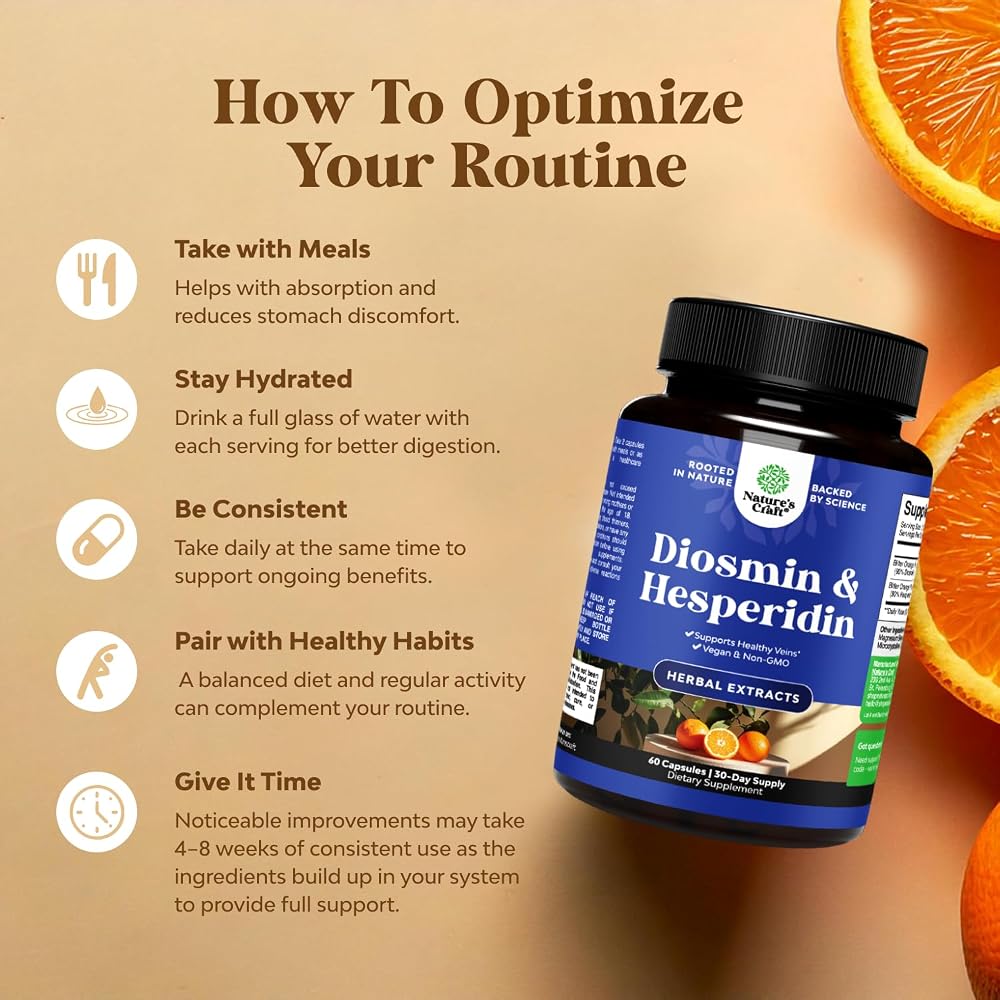 Natures Craft Diosmin Hesperidin 1000mg Complex for Circulation