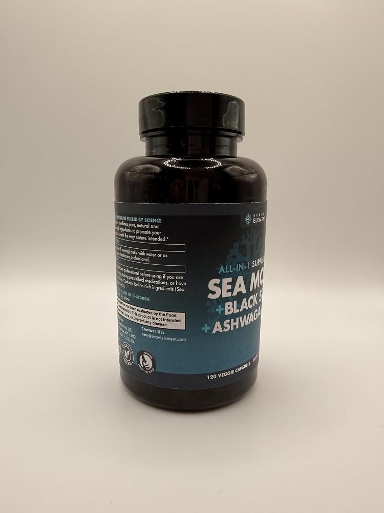 Secret Element Sea Moss Complex with Black Seed & Ashwagandha - 120 Capsules - image 4