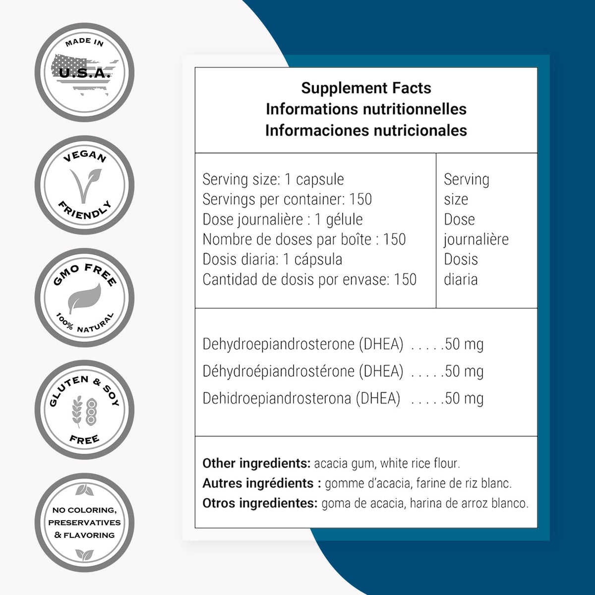 Supersmart DHEA 50mg - 150 Vegetarian Capsules - image 4