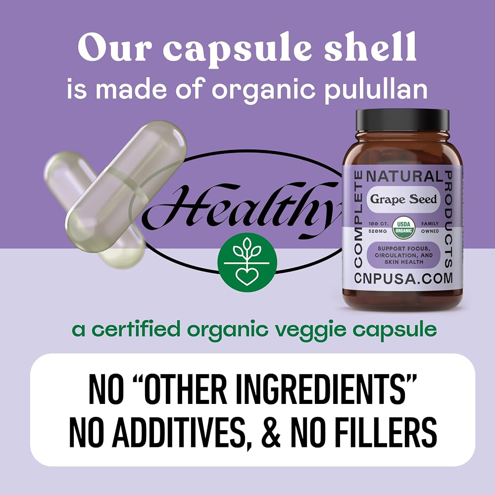 Complete Natural Products Organic Grape Seed 520mg - 100 Capsules - image 7