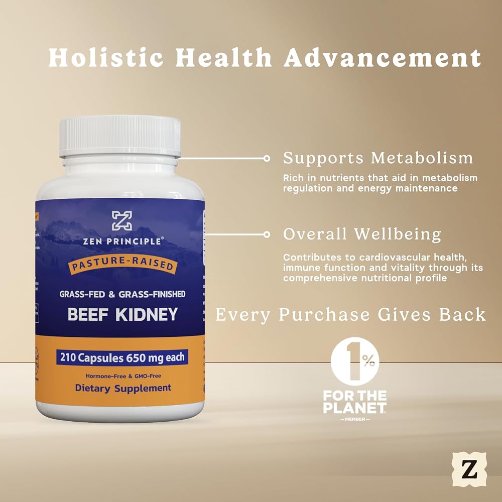Zen Principle Grass Fed Beef Kidney Supplement - 420 Capsules - image 3