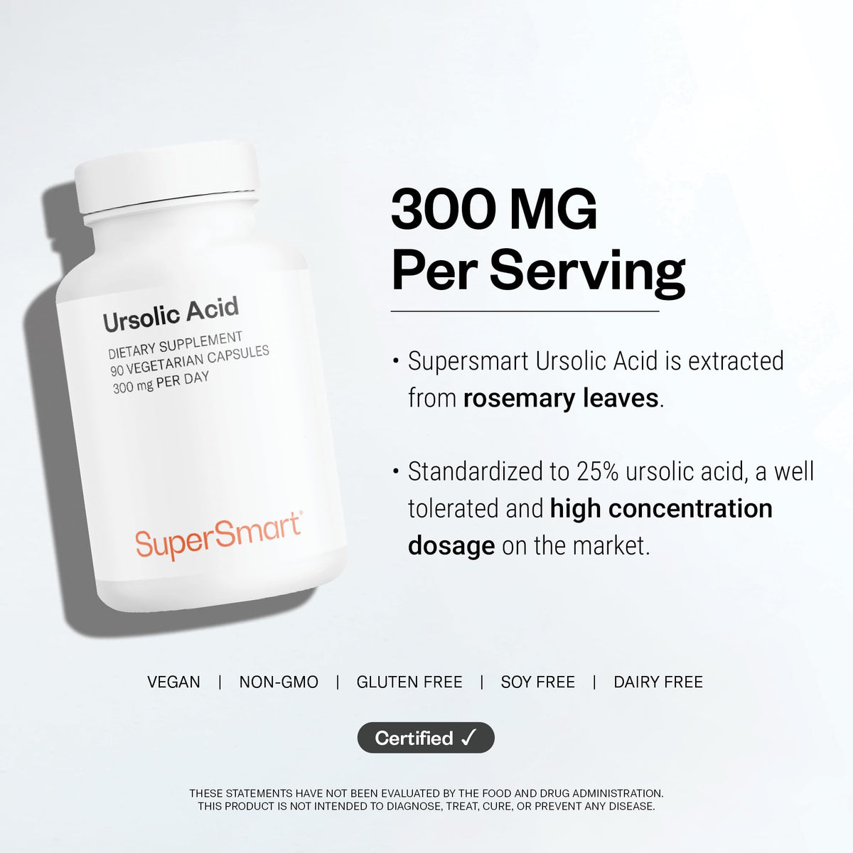 Supersmart Ursolic Acid 300mg Daily Rosemary Leaf Extract - image 5