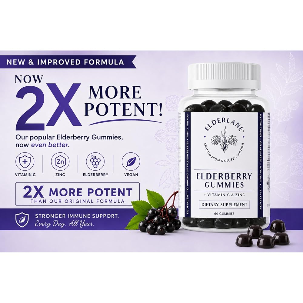 Elderlane Elderberry Gummies with Vitamin C & Zinc - 60 Gummies - image 4