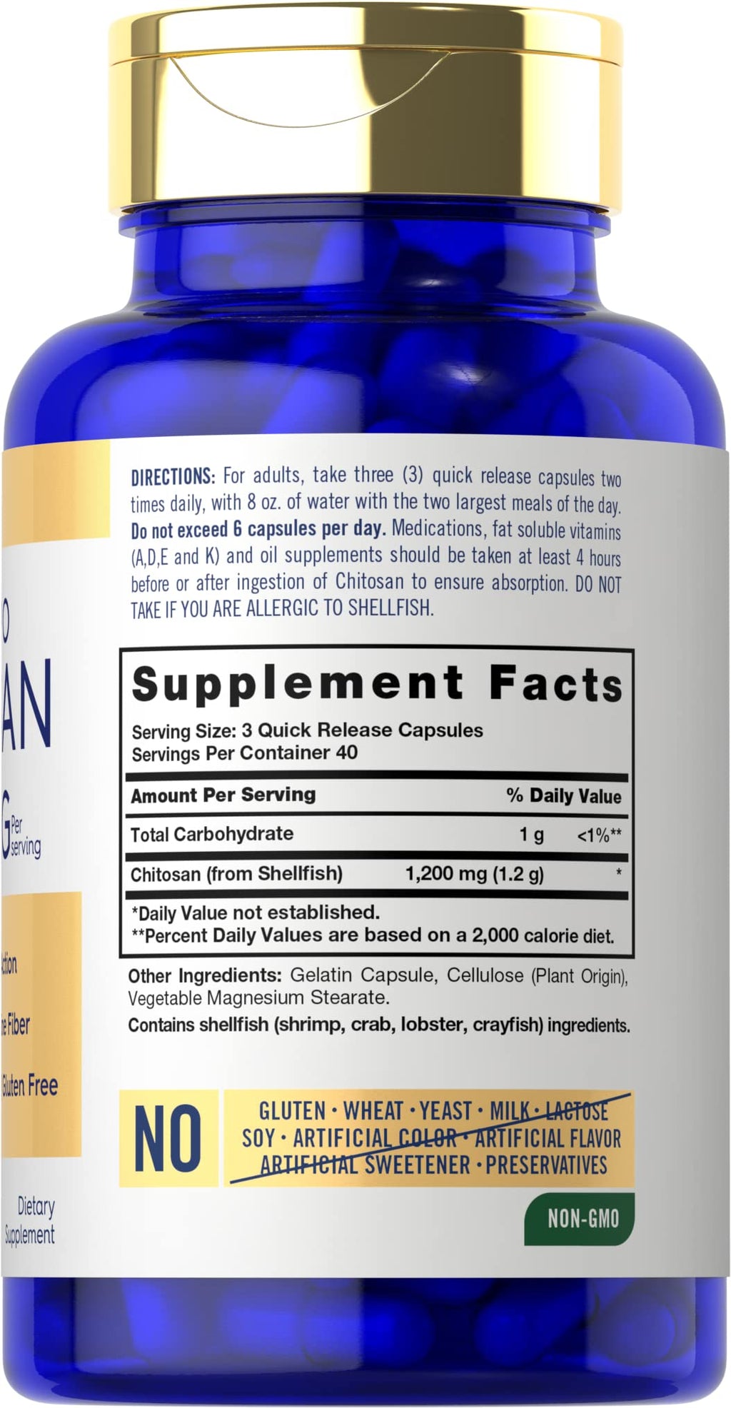 Carlyle Chitosan Supplement 1200mg - 120 Capsules - image 2