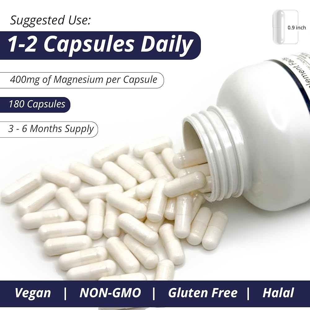 WOW Supplements Magnesium 400 mg Complex - 180 Capsules - image 6