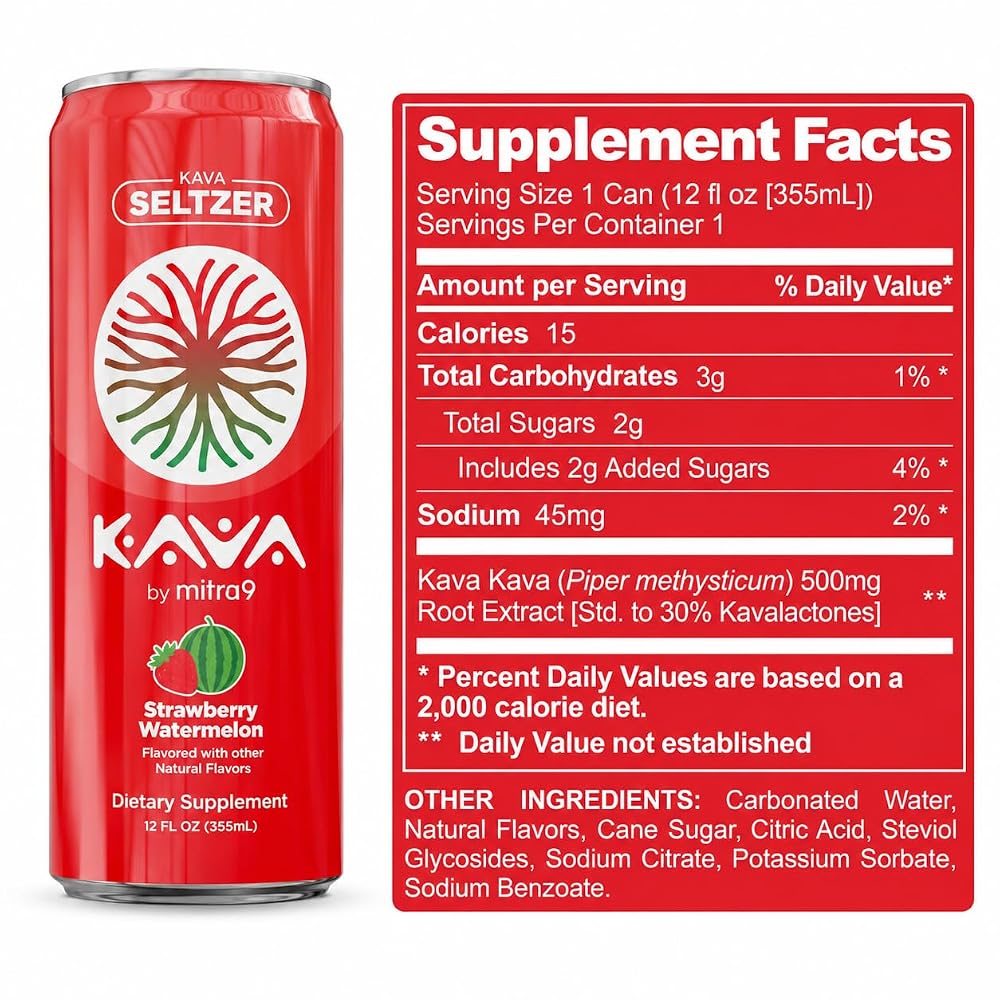 Mitra9 Strawberry Watermelon Sparkling Kava Drink