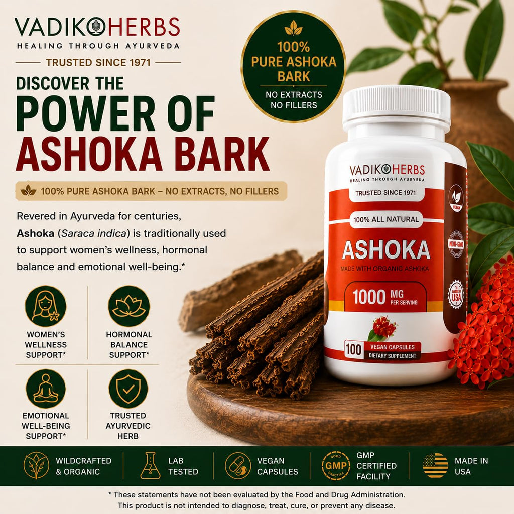 Vadik Herbs Ashoka Bark 1000 mg Women's Wellness - 100 Vegetarian Capsules - image 4