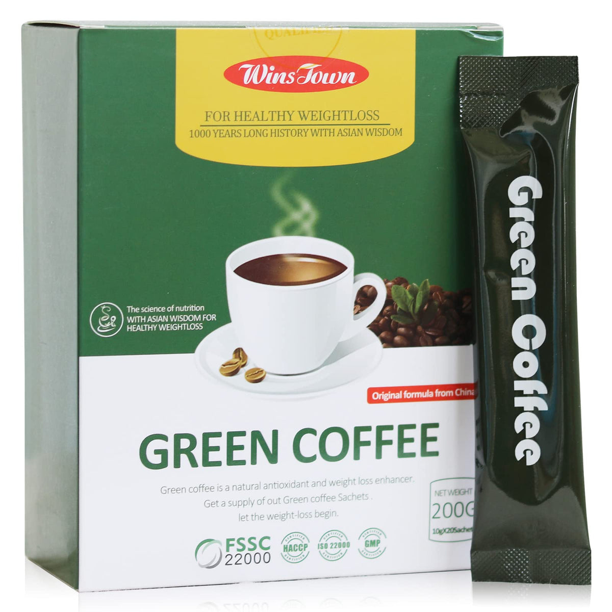 Wins Town Slimming Green Coffee Instant Powder - 20 Sachets