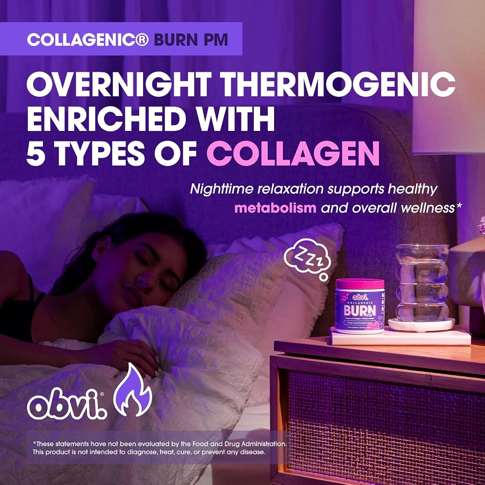 Obvi Collagenic Burn PM Collagen Peptides for Sleep - 90 Capsules - image 2