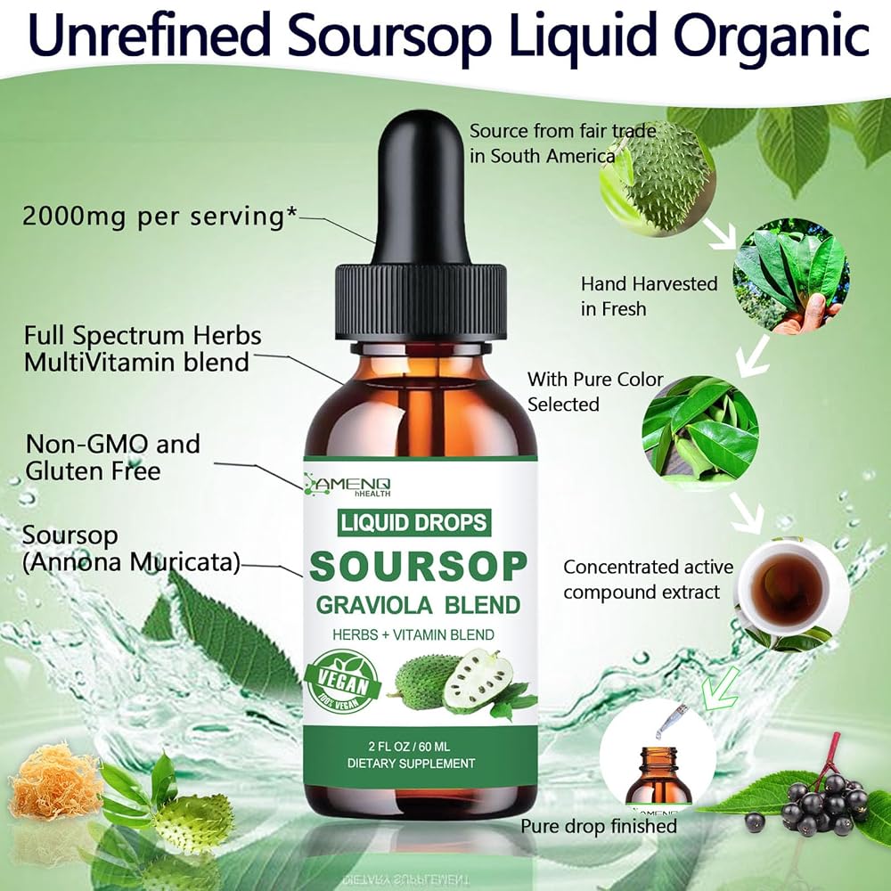 AMENQ hHEALTH Soursop Bitters Liquid Drops with Sea Moss - 2 Fl Oz - image 3