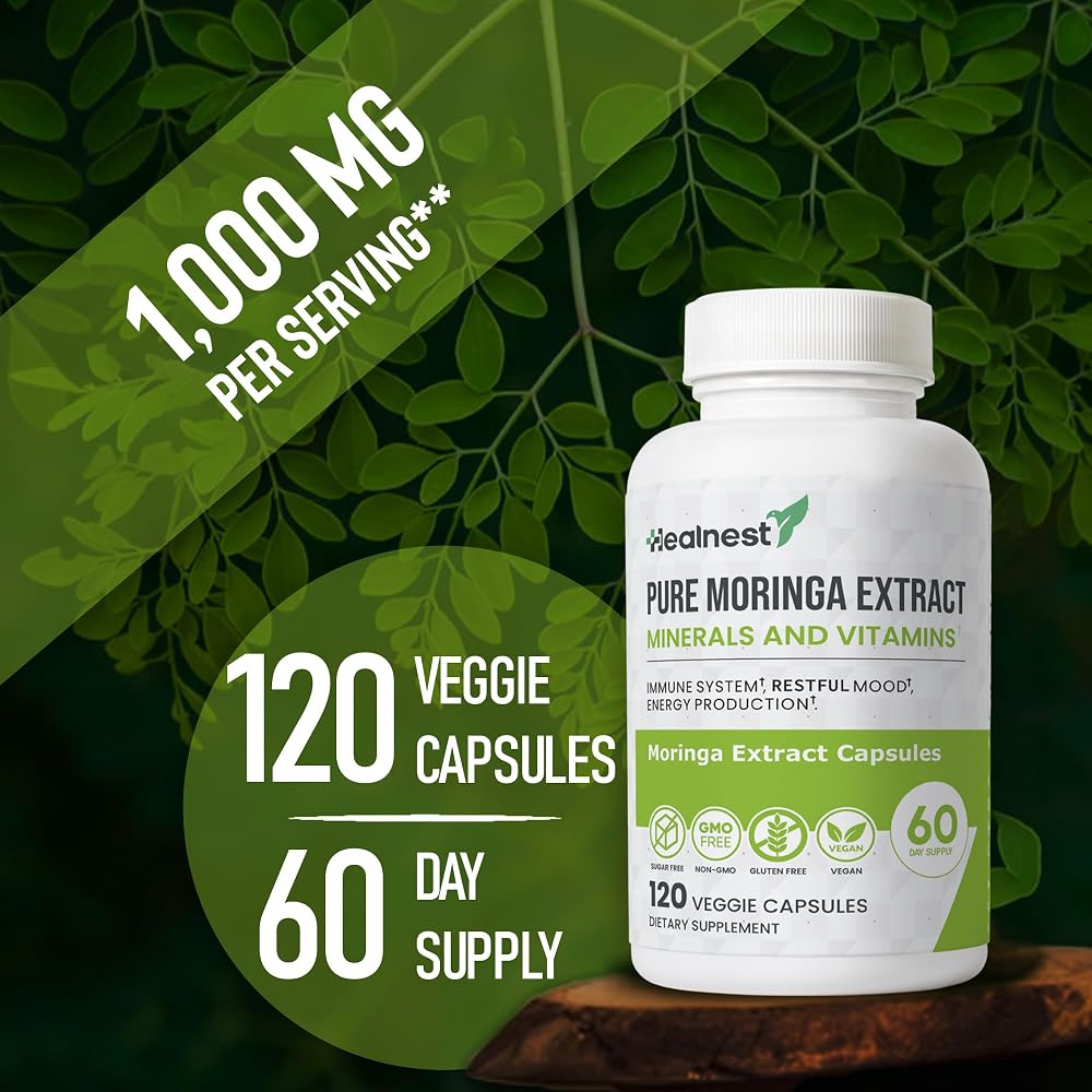 HEALNEST Pure Moringa Extract 20:1 Capsules - 120 Capsules - image 2