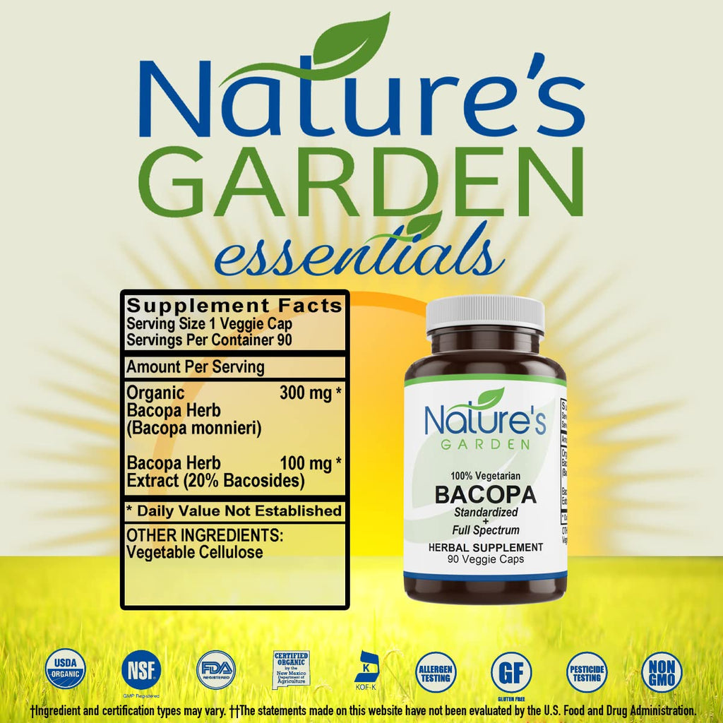 Nature's Garden Essentials Bacopa - 90 Vegetarian Capsules - image 2