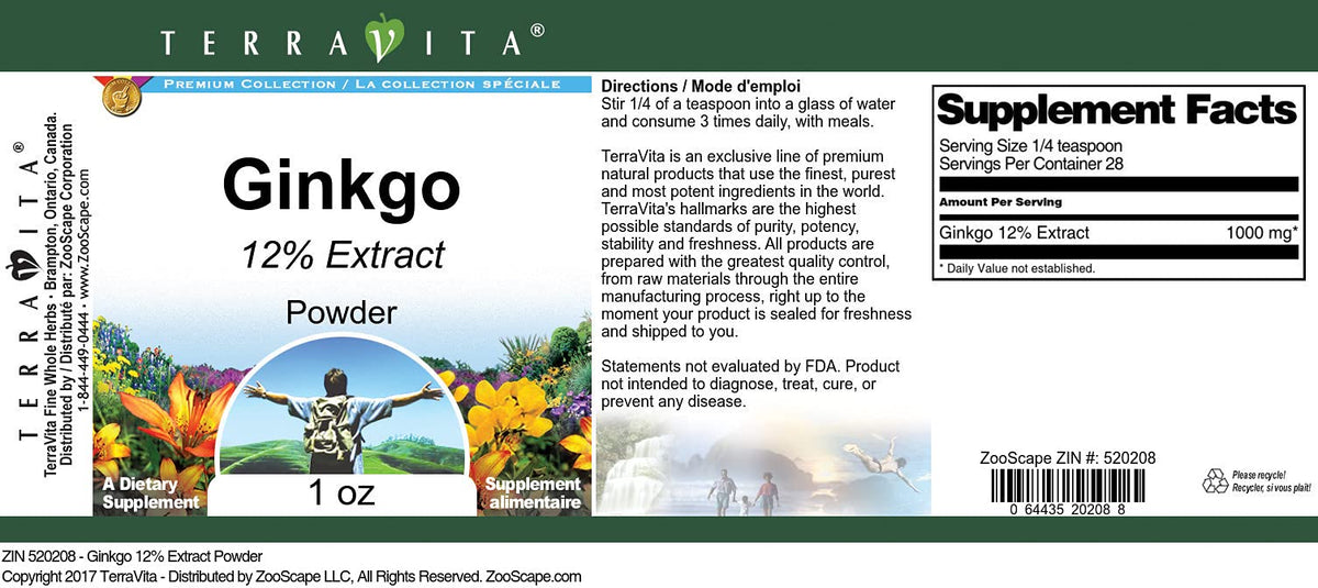 Terravita Ginkgo 12% Extract Powder - 1 oz - image 2