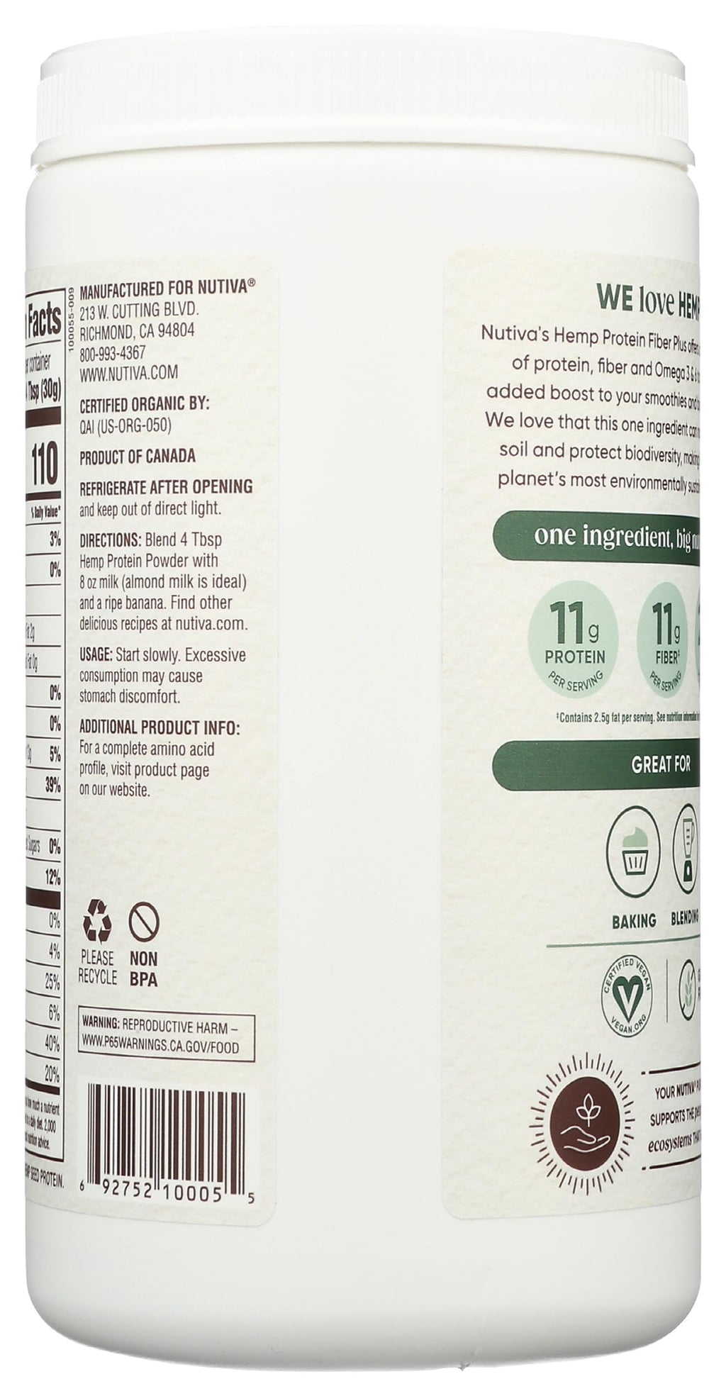 Nutiva Hemp Protein Powder Organic - 16 oz - image 2