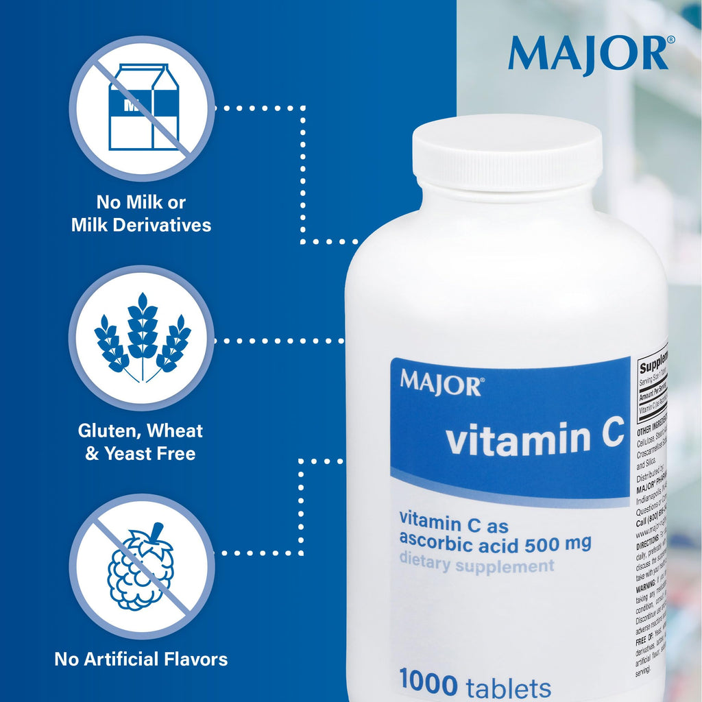 MAJOR Vitamin C 500 mg Ascorbic Acid - 1000 Tablets - image 5