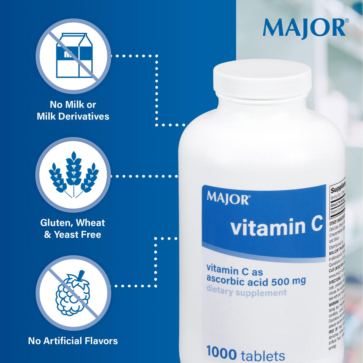 MAJOR Vitamin C 500 mg Ascorbic Acid - 1000 Tablets - image 5
