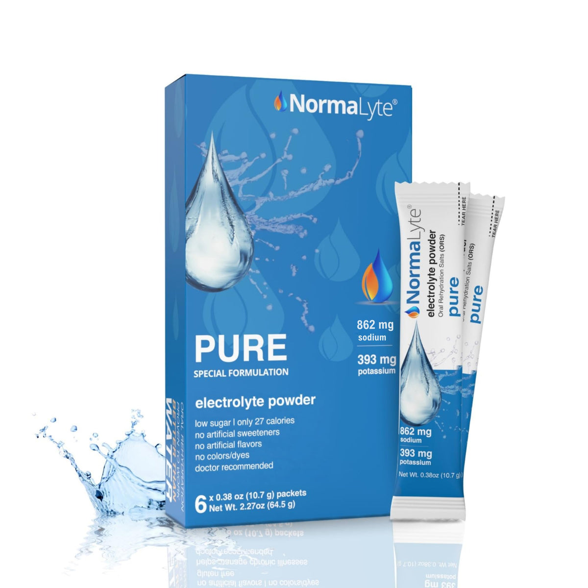 NormaLyte Pure Unflavored Electrolyte Powder - 6 Sticks