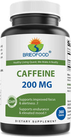 Brieofood Caffeine Pills 200mg - 360 Tablets