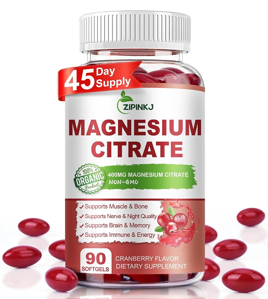 ZIPINKJ Magnesium Citrate Supplements 400mg for Women & Men