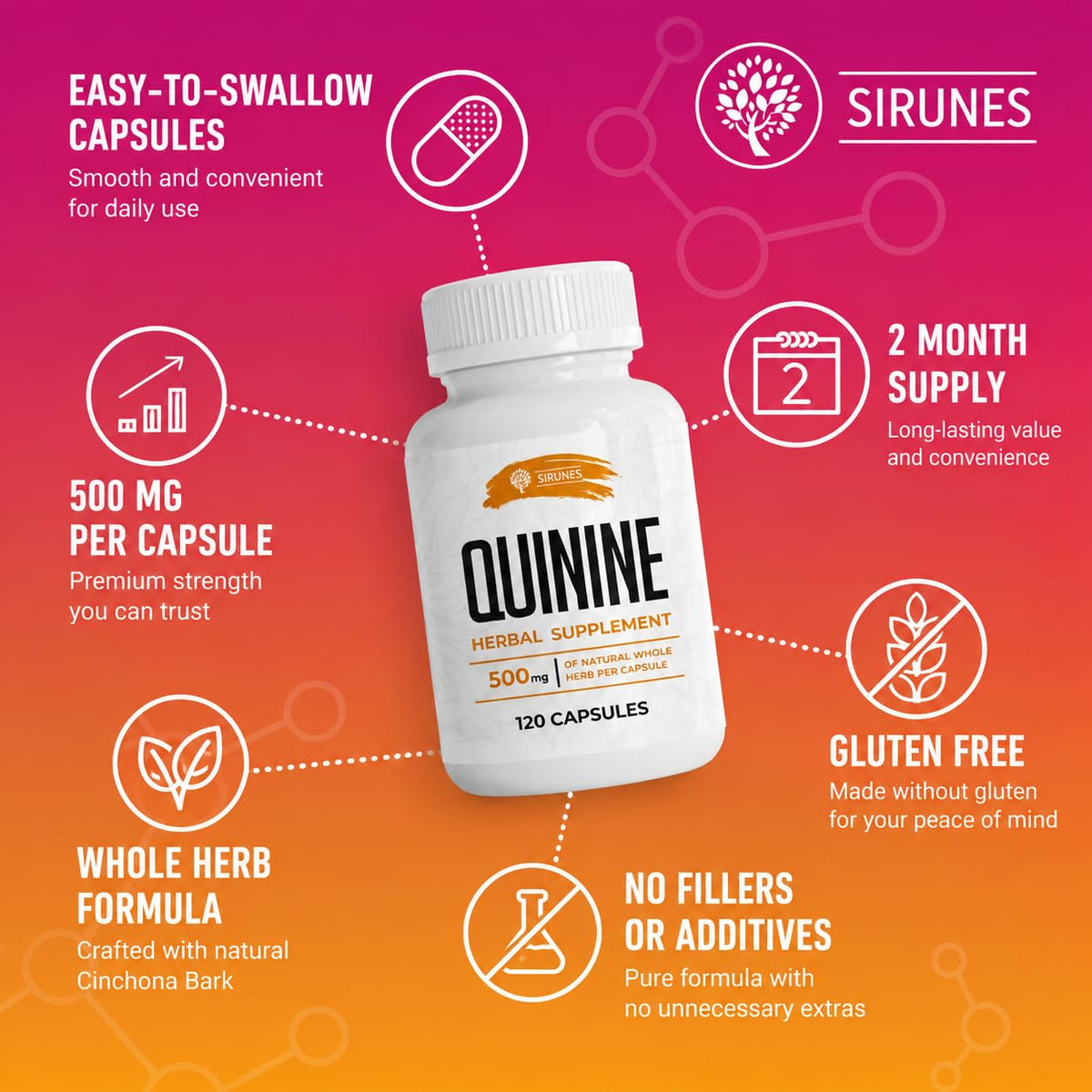 SIRUNES Quinine Supplement Quinine Dried Bark Herbal Supplement