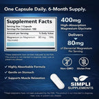 Simpli Supplements Magnesium Glycinate 400mg per Serving