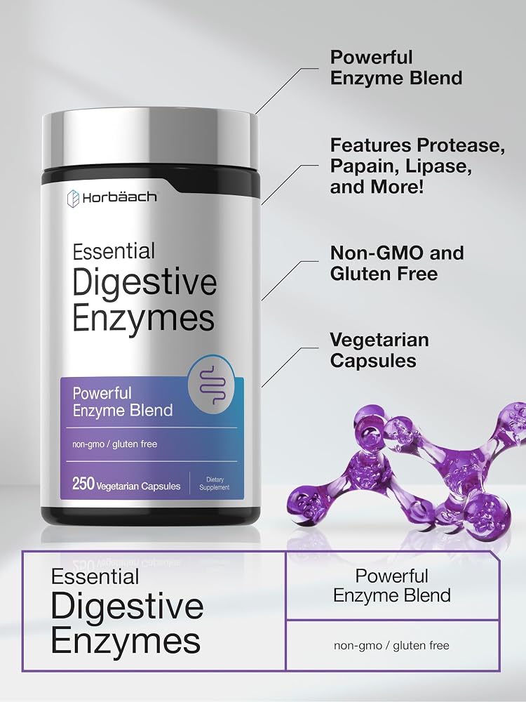 Horbäach Essential Digestive Enzymes - 250 Vegetarian Capsules - image 4