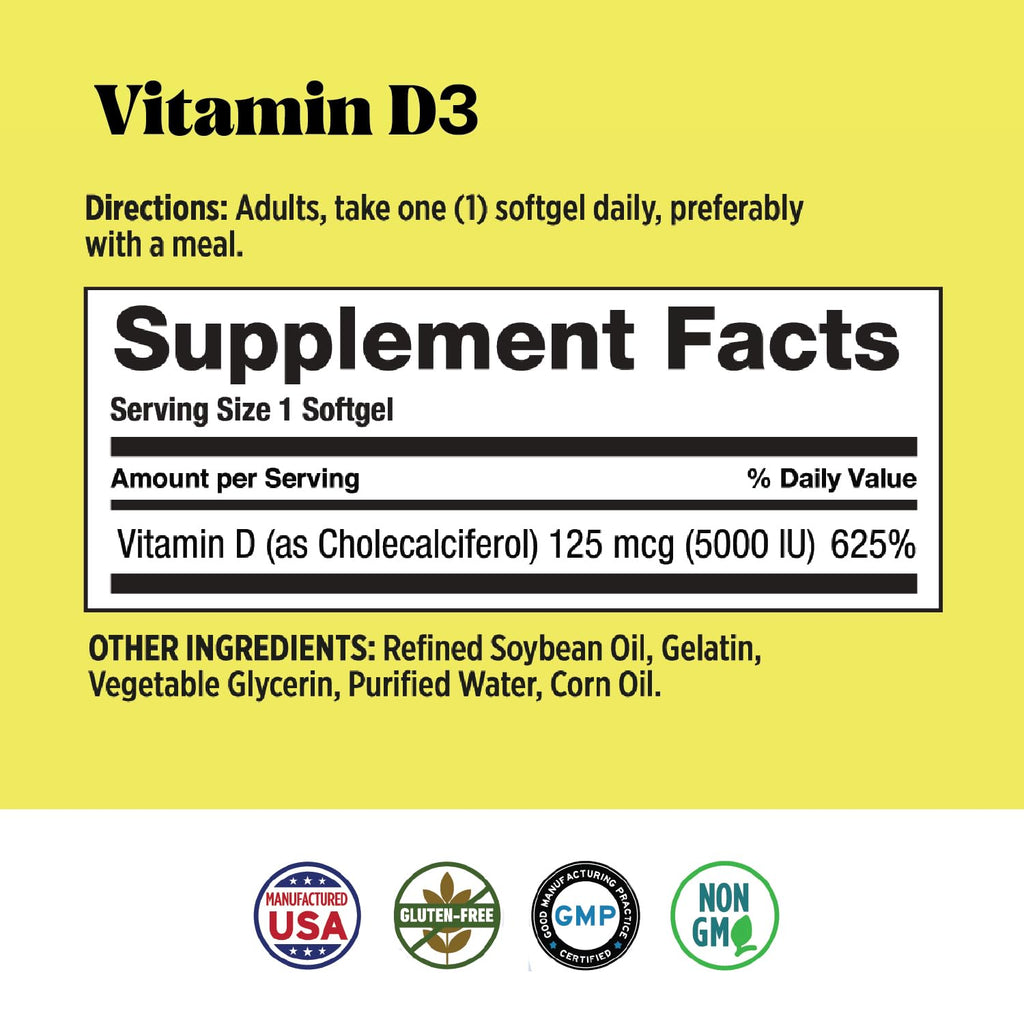 Basic Organics Vitamin D3 5000 IU - 240 Softgels - image 8