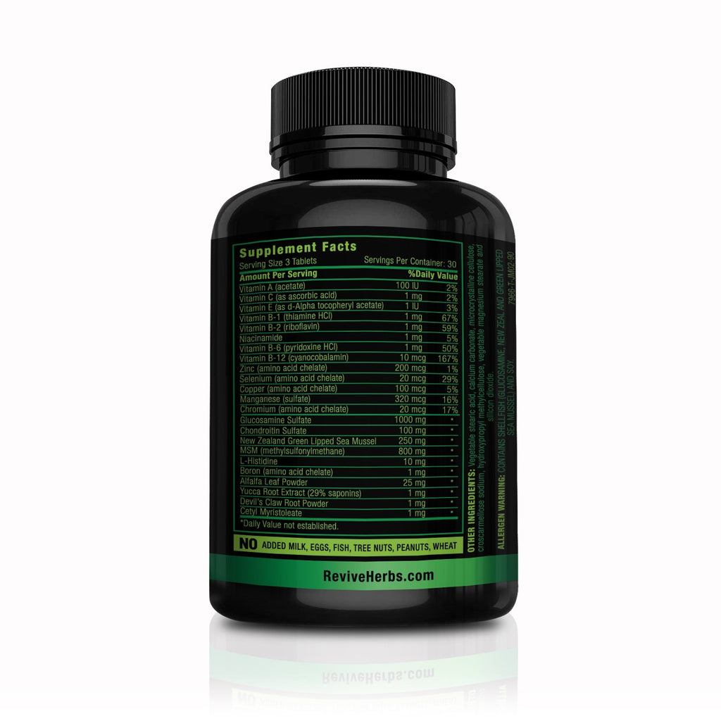 Revive Herbs Glucosamine Chondroitin MSM Joint Support - 90 Tablets - image 2
