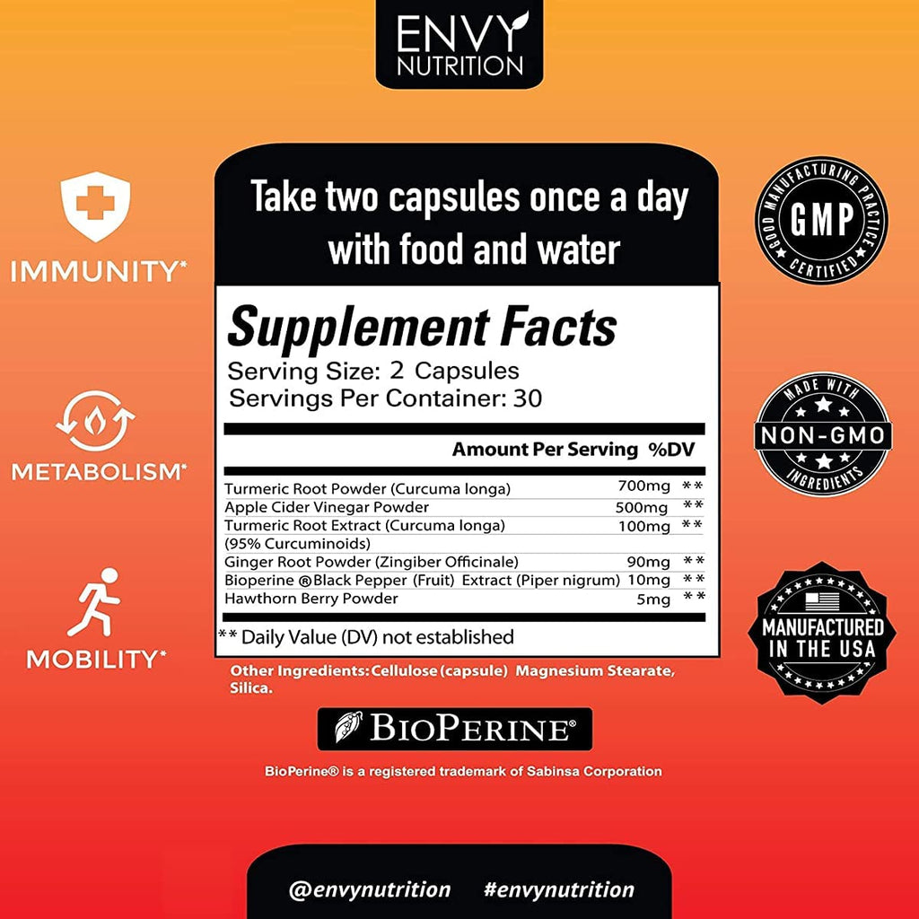 Envy Nutrition Turmeric & Ginger Supplement with Apple Cider Vinegar - image 3