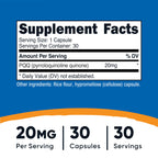 Nutricost PQQ (Pyrroloquinoline Quinone) Capsules 20mg - Veggie