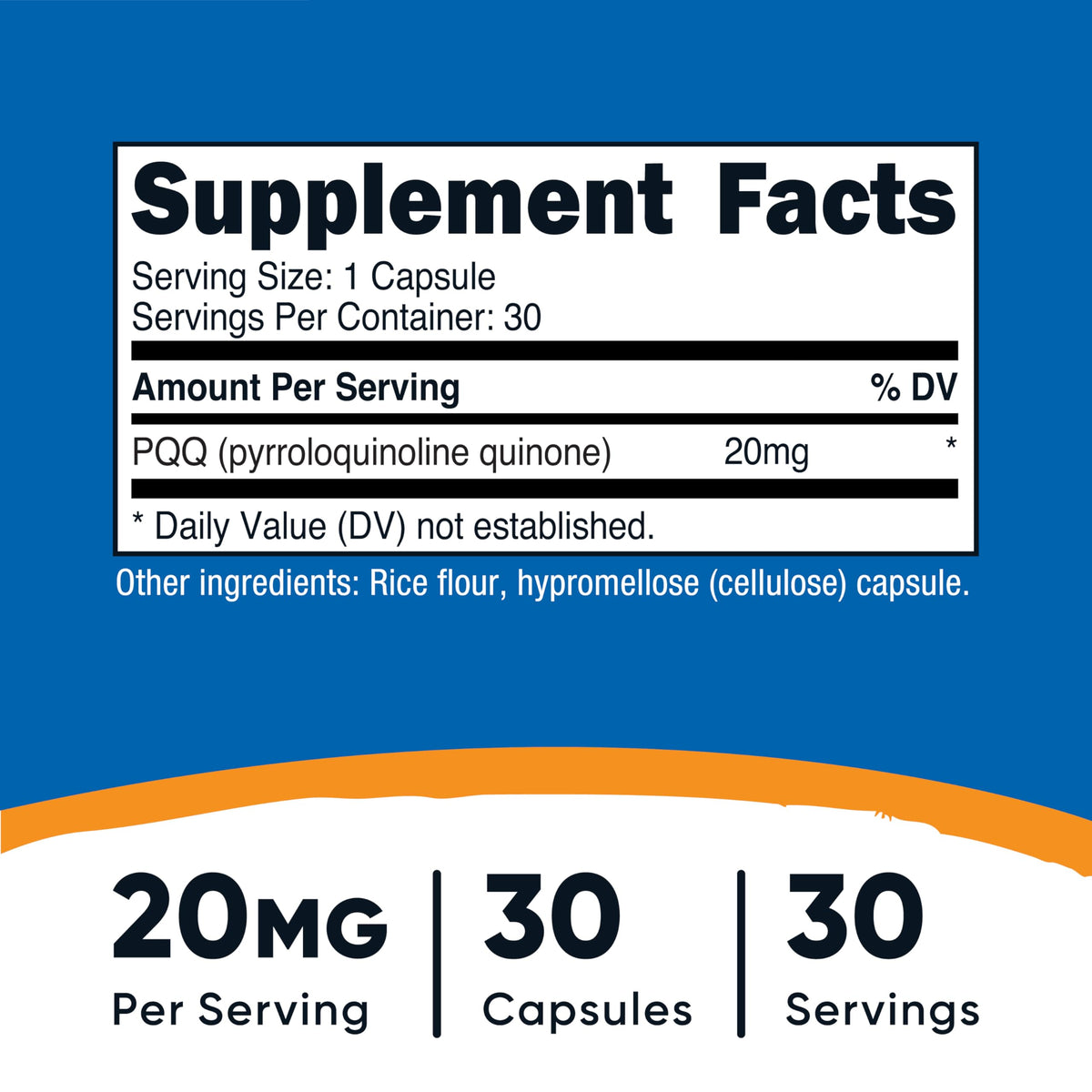 Nutricost PQQ (Pyrroloquinoline Quinone) Capsules 20mg - Veggie