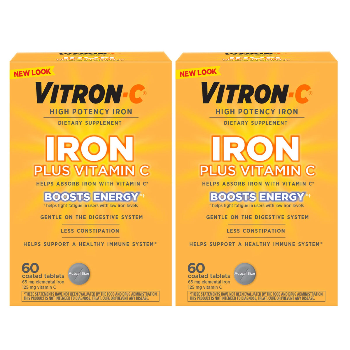 Vitron-C Iron Supplement Plus Vitamin C Immunity Support - 120 Tablets